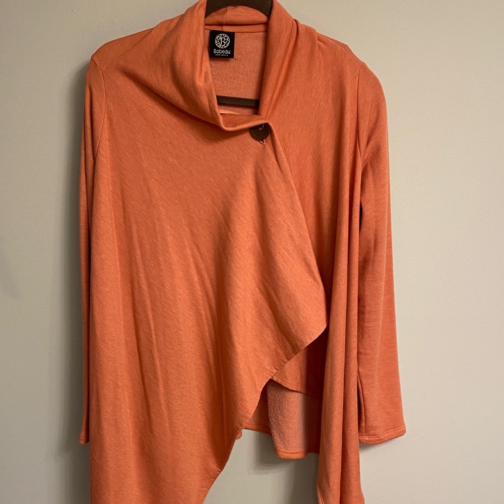 Bobeau Terracotta Draped Cardigan